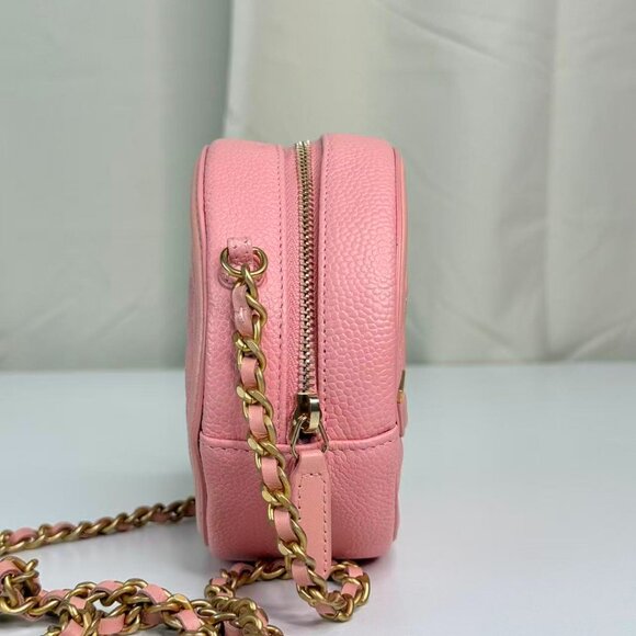 Chanel Pink Caviar Leather Round Shoulder Bag Crossbody - Picture 6 of 9